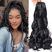 Luoyudu French Curly Braiding Hair 24Inch Loose Wavy 8 Packs 1B Black Bouncy Braiding Hair Extensions 75Gpack Synthetic French