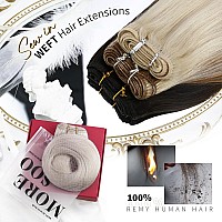 Moresoo Weft Hair Extensions White Blonde Hair Extensions Real Human Hair Weft Long Hair Extensions Weft 24 Inch 100G