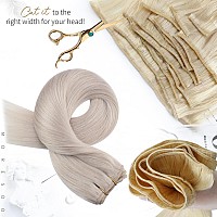 Moresoo Weft Hair Extensions White Blonde Hair Extensions Real Human Hair Weft Long Hair Extensions Weft 24 Inch 100G