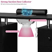 Omysalon Manicure Table Nail Desk For Nail Tech Nail Table Station Welectric Dust Collector Nail Makeup Beauty Salon Storage