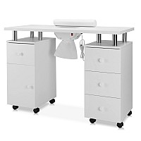 Omysalon Manicure Table Nail Desk For Nail Tech Nail Table Station Welectric Dust Collector Nail Makeup Storage For Beauty Sa