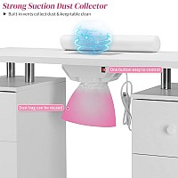 Omysalon Manicure Table Nail Desk For Nail Tech Nail Table Station Welectric Dust Collector Nail Makeup Storage For Beauty Sa