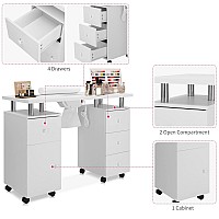 Omysalon Manicure Table Nail Desk For Nail Tech Nail Table Station Welectric Dust Collector Nail Makeup Storage For Beauty Sa