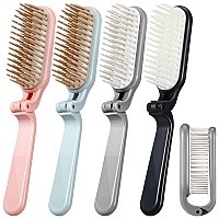 4 Pieces Folding Hair Brush Mini Foldable Hair Combs Compact Portable Pocket Size Travel Hair Brush for Women Men Family School Travel Car Gym Bag Purse