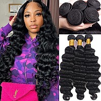 Aelinsi Brazilian Loose Deep Wave Human Hair Bundles 18 20 22 Inches 12A 100 Unprocessed Virgin Hair Loose Deep Curly Human H