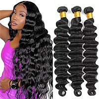 Brazilian Virgin Human Hair Loose Deep Wave Bundles 24 26 28 100 Unprocessed Human Hair Wavy Bundles Natural Color 12A Brazilia