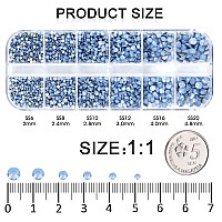 3792 Pcs Blue Opal Crystal Flatback Rhinestones Set For Nail Art Crafts Makeup Tumblers Glitter Round With Tweezers And Pick