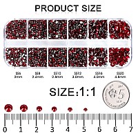 3792 Pcs Siam Crystal Flatback Rhinestones Set For Nail Art Crafts Makeup Tumblers Glitter Round With Tweezers And Picking P