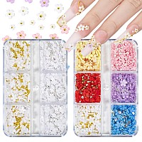 3D Flower Nail Charms For Nails Colorful Flowers Flatback Nail Rhinestones White Pink Purple Acrylic Flower With Gold Silver Cav