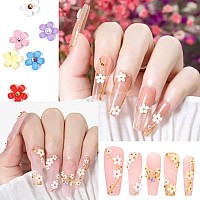 3D Flower Nail Charms For Nails Colorful Flowers Flatback Nail Rhinestones White Pink Purple Acrylic Flower With Gold Silver Cav