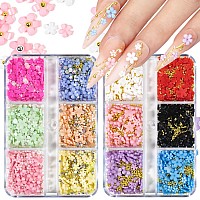 3D Flower Nail Charms For Nails Colorful Flowers Flatback Nail Rhinestones Pink White Black Blue Acrylic Flower With Round Pearl