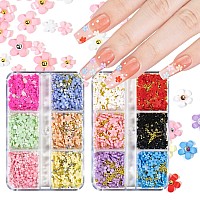 3D Flower Nail Charms For Nails Colorful Flowers Flatback Nail Rhinestones Pink White Black Blue Acrylic Flower With Round Pearl