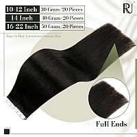 Runature 18 Inch Black Tape In Hair Extensions Human Hair Skin Weft Seamless Tape On Extensions Natural Hair For Black Women Str