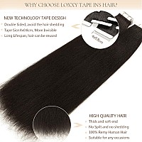 Loxxy Tape In Hair Extensions Human Hair For Black Women Semipermanent Tape Attached Yaki Straight Tape Ins 20Pcs 50G Natural B