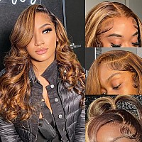 Keabalo Highlight Ombre Lace Front Wigs Human Hair Pre Plucked With Baby Hair 13X4 Body Wave Frontal Wigs Human Hair 180 Densit