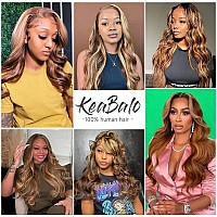 Keabalo Highlight Ombre Lace Front Wigs Human Hair Pre Plucked With Baby Hair 13X4 Body Wave Frontal Wigs Human Hair 180 Densit