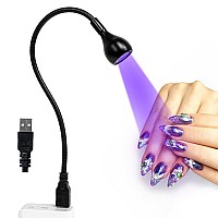 Aoraem Led Nail Lamp 3W Led Nail Portable Manicure Dryer Gel Polish Curing Light With Black Gooseneck For Gel Nails Tips Usb Plu