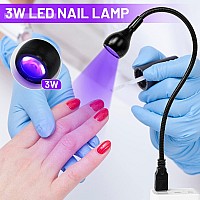 Aoraem Led Nail Lamp 3W Led Nail Portable Manicure Dryer Gel Polish Curing Light With Black Gooseneck For Gel Nails Tips Usb Plu