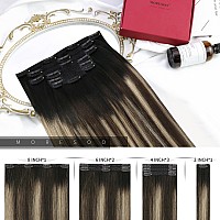 Moresoo Balayage Clip In Hair Extensions Human Hair 22 Inch Clip On Hair Extensions Ombre Black To Brown With Caramel Blonde Dou