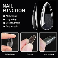 Addfavor 600Pcs Almond Nail Tips Medium Gel X Nail Tips Almond Clear Fake Nails Full Cover Acrylic Gel X Nails For Salon And Ho