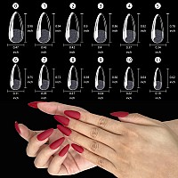 Addfavor 600Pcs Almond Nail Tips Medium Gel X Nail Tips Almond Clear Fake Nails Full Cover Acrylic Gel X Nails For Salon And Ho