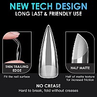 Soft Gel Nail Tips Long Stiletto 600 Pcs Pre Buff Full Cover Shaped Nail Extenison Tips Matte Gel X Nail Tips Acrylic False Nai