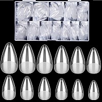 Soft Gel Nail Tips Medium Almond 600 Pcs Pre Buff Full Cover Shaped Nail Extenison Tips Half Matte Gel X Nail Tips Acrylic Fals