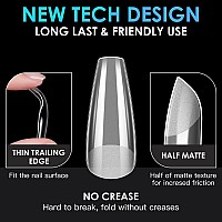 Soft Gel Nail Tips Long Coffin 600 Pcs Pre Buff Full Cover Shaped Nail Extenison Tips Matte Gel X Nail Tips Acrylic False Nail