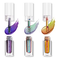 Maki Yika 3Pc Glitter Eyeshadow Liquid Multichrome Eyeshadows Long Lasting Metallic Chameleon Eye Shadow Smudgeproof Holographi