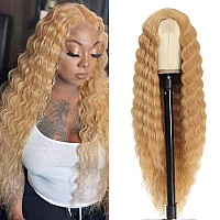 Instastyle Honey Blonde Wig 30 Inch Synthetic Wig Loose Deep Wave Lace Front Curly Wigs For Women Long Wigs For Women Natural Cr