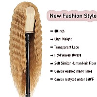 Instastyle Honey Blonde Wig 30 Inch Synthetic Wig Loose Deep Wave Lace Front Curly Wigs For Women Long Wigs For Women Natural Cr