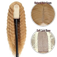 Instastyle Honey Blonde Wig 30 Inch Synthetic Wig Loose Deep Wave Lace Front Curly Wigs For Women Long Wigs For Women Natural Cr