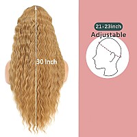 Instastyle Honey Blonde Wig 30 Inch Synthetic Wig Loose Deep Wave Lace Front Curly Wigs For Women Long Wigs For Women Natural Cr