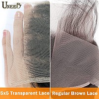 Uneed 5X5 Hd Lace Closure Human Hair Deep Wave Closure 12A 5X5 Lace Closure Brazilian Virgin Remy Human Hair Pre Plucked With Ba