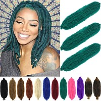 Green Marley Hair 16 Inch 3 Packs Pre Separated Afro Twist Hair Marley Twist Braiding Hair Wrapping Hair for Locs Pre Fluffed Cuban Twist Hair