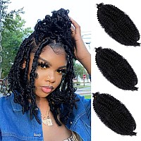 3 Packs Marley Twist Braiding Hair 16 Inch Springy Afro Twist Hair Pre-Separated Cuban Twist Hair Kinky Twist Braiding Hair Black Curly Hair Extensions for Women