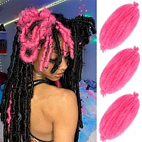 Marley Hair 16 Inch 3 Packs Pre Separated Afro Twist Hair Pink Marley Twist Braiding Hair Wrapping Hair for Locs Pre Fluffed Cuban Twist Hair