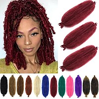 Marley Hair 16 Inch 3 Packs Pre Separated Afro Twist Hair Burgundy Red Marley Twist Braiding Hair Wrapping Hair for Locs Pre Fluffed Cuban Twist Hair