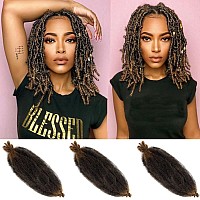 Marley Hair 16 Inch 3 Packs Pre Separated Afro Twist Hair Ombre Brown Marley Twist Braiding Hair Wrapping Hair for Locs Pre Fluffed Cuban Twist Hair T30