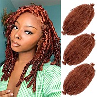 Ginger Marley Hair 16 Inch 3 Packs Pre Separated Afro Twist Hair Copper Red Marley Twist Braiding Hair Wrapping Hair for Locs Pre Fluffed Cuban Twist Hair