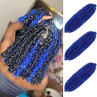 Marley Twist Braiding Hair Blue Marley Hair for Women Pre-Separated Springy Afro Twist Hair 12 inch 3 Packs Kinky Twist Wrapping Hair for Soft Locs