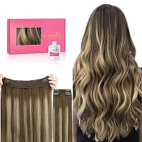 Wennalife Wire Hair Extensionsincrease 50 Lifespanreal Human Hair 16 Inch 125G Balayage Chocolate Brown To Honey Blonde Remy