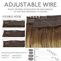 Wennalife Wire Hair Extensionsincrease 50 Lifespanreal Human Hair 16 Inch 125G Balayage Chocolate Brown To Honey Blonde Remy