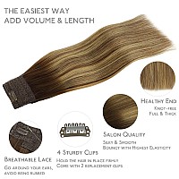 Wennalife Wire Hair Extensionsincrease 50 Lifespanreal Human Hair 16 Inch 125G Balayage Chocolate Brown To Honey Blonde Remy