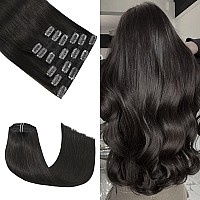 Honsoo Brown Remy Hair Extensions Clip In Human Hair 12In 7Pcs 100G Dark Brown Straight Short Clip In Real Human Hair Extensions