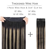 Wennalife Wire Hair Extensions Increase 50 Lifespan Real Human Hair 14 Inch 105G Balayage Natural Black To Light Blonde Remy