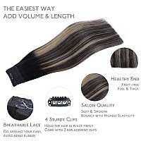 Wennalife Wire Hair Extensions Increase 50 Lifespan Real Human Hair 14 Inch 105G Balayage Natural Black To Light Blonde Remy