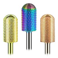 Depvko 3Pcs Premium 332Safety Large Barrel Carbide Nail Drill Bits Smooth Round Top Drill Bits For Nails Electric Dremel Dril