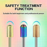 Depvko 3Pcs Premium 332Safety Large Barrel Carbide Nail Drill Bits Smooth Round Top Drill Bits For Nails Electric Dremel Dril