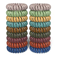 Teqifu18 Pack Hair Elastics No Crease Spiral Hair Ties Hair Bands Matte Color Waterproof Phone Cord Hair Scrunchies Hair Coils